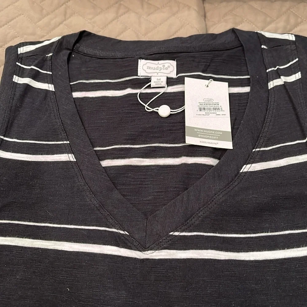 Mud Pie Black RIO STRIPE TANK TOP/NWT/Medium